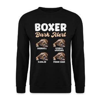 ALERTE ABOIEMENT BOXER Boxer allemand drôle - Sweat-shirt Unisexe - noir - Devant - Alina (178cm) & Michal (187cm)
