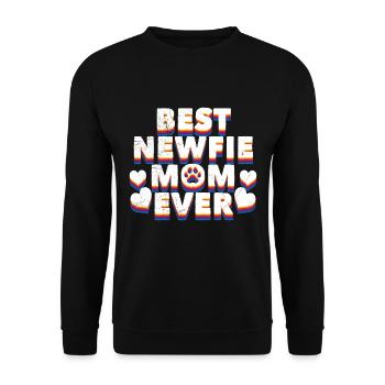 Neufundländer BEST NEWFIE MOM EVER Neufundländer - Unisex Pullover - Schwarz - Vorne - Alina (178cm) & Michal (187cm)