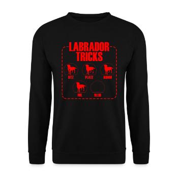 LABRADOR TRICKS Lustig Labrador Retriever Hund - Unisex Pullover - Schwarz - Vorne - Alina (178cm) & Michal (187cm)