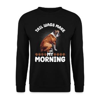 Chien Boxer remue la queue rendre mon matin drôle - Sweat-shirt Unisexe - noir - Devant - Alina (178cm) & Michal (187cm)
