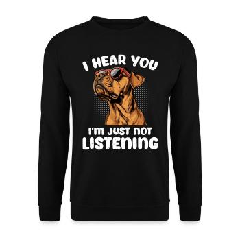 Ridgeback JE T’ENTENDS, JE N’ÉCOUTE PAS - Sweat-shirt Unisexe - noir - Devant - Alina (178cm) & Michal (187cm)