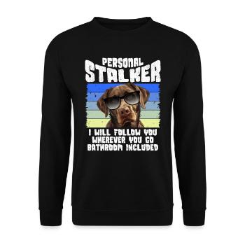 Chien Labrador PERSONAL STALKER JE TE SUIVRAI - Sweat-shirt Unisexe - noir - Devant - Alina (178cm) & Michal (187cm)