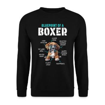 Boxer allemand PLAN D’UN BOXER Drôle - Sweat-shirt Unisexe - noir - Devant - Alina (178cm) & Michal (187cm)