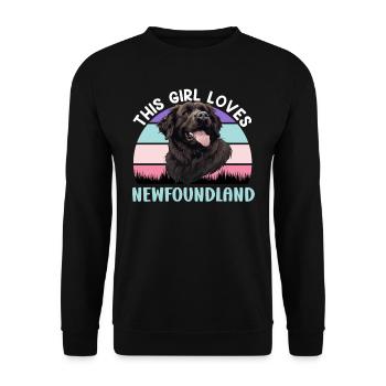 Newfie THIS WOMAN LOVES NEWFOUNDLAND OWNER - Unisex Sweatshirt - black - Front - Alina (178cm) & Michal (187cm)