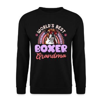 Hundeoma BESTE BOXER OMA DER WELT Deutscher - Unisex Pullover - Schwarz - Vorne - Alina (178cm) & Michal (187cm)