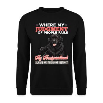 Neufundländer WO MEINE MENSCHENKENNTNISSE VERSAGEN - Unisex Pullover - Schwarz - Vorne - Alina (178cm) & Michal (187cm)