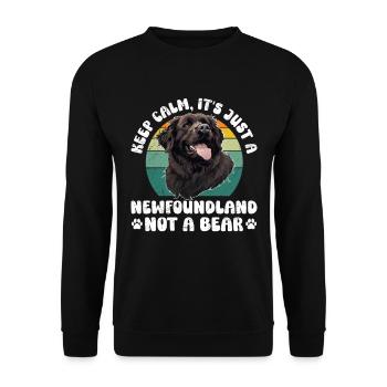 Neufundländer BLEIB COOL KEIN GRIZZLY BÄR NUR - Unisex Pullover - Schwarz - Vorne - Alina (178cm) & Michal (187cm)