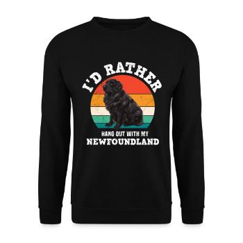 Newfie JE PRÉFÈRE ÊTRE AVEC MON TERRE-NEUVE Drôle - Sweat-shirt Unisexe - noir - Devant - Alina (178cm) & Michal (187cm)