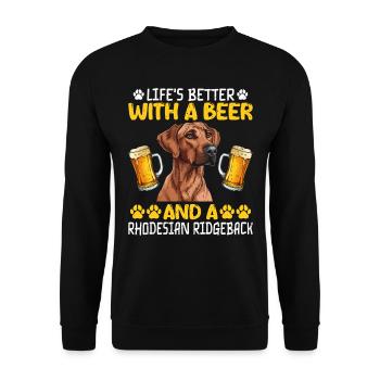 Ridgeback LA VIE EST MEILLEURE AVEC DE LA BIÈRE ET - Sweat-shirt Unisexe - noir - Devant - Alina (178cm) & Michal (187cm)