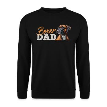 BOXER DAD Deutscher Boxer Hundepapa Boxer - Unisex Pullover - Schwarz - Vorne - Alina (178cm) & Michal (187cm)