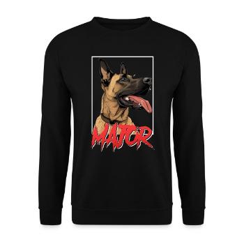 Belgian Shepherd MAJOR Malinois Dog - Unisex Sweatshirt - black - Front - Alina (178cm) & Michal (187cm)