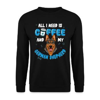 Dog owners ALL I NEED IS COFFEE AND MY GERMAN - Unisex Sweatshirt - black - Front - Alina (178cm) & Michal (187cm)