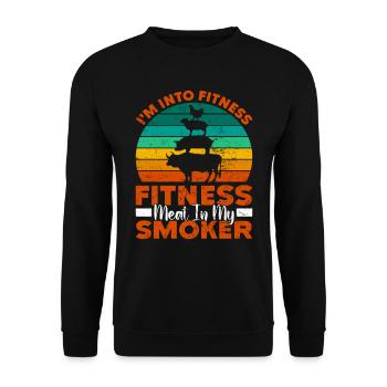 Grillen I'M INTO FITNESS MEAT IN MY SMOKER Lustig - Unisex Pullover - Schwarz - Vorne - Alina (178cm) & Michal (187cm)