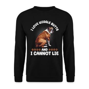 Boxer owner I LOVE WIGGLE BUTTS AND CANNOT LIE - Unisex Sweatshirt - black - Front - Alina (178cm) & Michal (187cm)