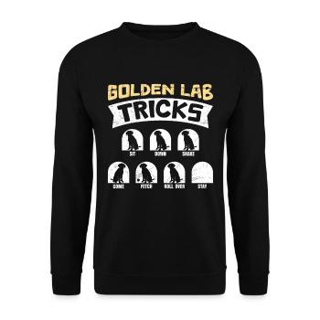 Labrador GOLDEN LAB TRICKS Labrador Dog Funny - Unisex Sweatshirt - black - Front - Alina (178cm) & Michal (187cm)
