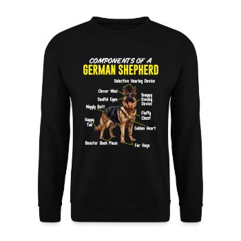 German Shepherd COMPONENTS OF A GERMAN - Unisex Sweatshirt - black - Front - Alina (178cm) & Michal (187cm)