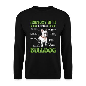 Bouledogue Français Drôle ANATOMIE D’UN FRANÇAIS - Sweat-shirt Unisexe - noir - Devant - Alina (178cm) & Michal (187cm)