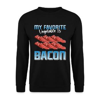 Fleischliebhaber MY FAVORITE VEGETABLE IS BACON - Unisex Pullover - Schwarz - Vorne - Alina (178cm) & Michal (187cm)