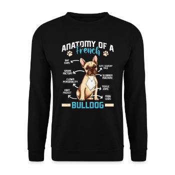 Französische Bulldogge ANATOMIE D’UN BOULEDOGUE FRANÇAIS - Sweat-shirt Unisexe - noir - Devant - Alina (178cm) & Michal (187cm)