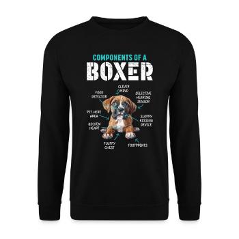 German Boxer COMPONENTS OF A BOXER Funny - Unisex Sweatshirt - black - Front - Alina (178cm) & Michal (187cm)