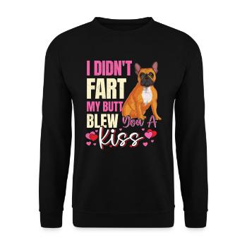 Frenchie N’A PAS PET MES FESSES T’ONT SOUFFLÉ UN BAISER Lustig - Sweat-shirt Unisexe - noir - Devant - Alina (178cm) & Michal (187cm)