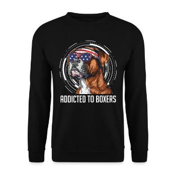 German Boxer ADDICTED TO BOXER Beer Fan - Unisex Sweatshirt - black - Front - Alina (178cm) & Michal (187cm)