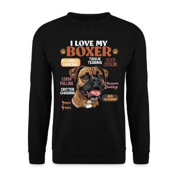 Boxer allemand J'AIME MON propriétaire de chien BOXER - Sweat-shirt Unisexe - noir - Devant - Alina (178cm) & Michal (187cm)