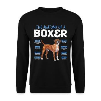Boxer Besitzer ANATOMY OF A BOXER Lustig Deutscher - Unisex Pullover - Schwarz - Vorne - Alina (178cm) & Michal (187cm)