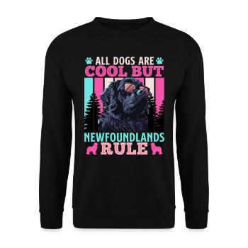 Neufundländer ALL DOGS ARE COOL BUT NEWFOUNDLANDS - Unisex Pullover - Schwarz - Vorne - Alina (178cm) & Michal (187cm)
