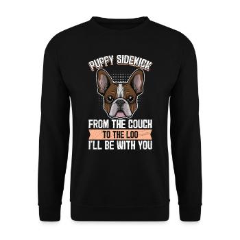 Frenchi chiot acolyte du canapé drôle - Sweat-shirt Unisexe - noir - Devant - Alina (178cm) & Michal (187cm)