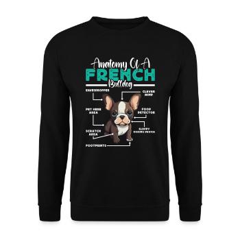 Frenchie ANATOMY OF A FRENCH BULLDOG Funny - Unisex Sweatshirt - black - Front - Alina (178cm) & Michal (187cm)