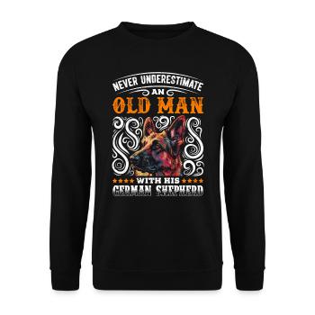 German Shepherd NEVER UNDERESTIMATE AN OLD MAN Grandpa - Unisex Sweatshirt - black - Front - Alina (178cm) & Michal (187cm)