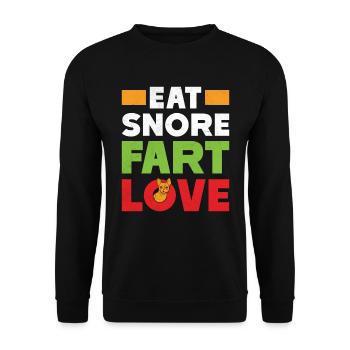 French Bulldog EAT SNORE FART LOVE - Unisex Sweatshirt - black - Front - Alina (178cm) & Michal (187cm)