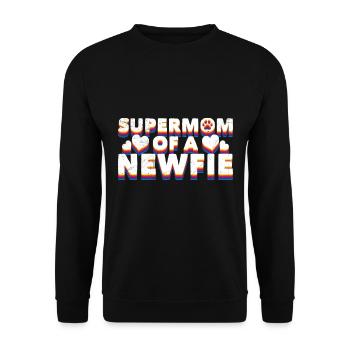 Neufundländer SUPERMOM OF A NEWFIE Lustiges - Unisex Pullover - Schwarz - Vorne - Alina (178cm) & Michal (187cm)