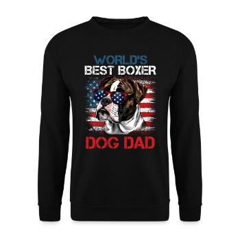 Deutscher Boxer USA WELTBESTER BOXER PAPA - Unisex Pullover - Schwarz - Vorne - Alina (178cm) & Michal (187cm)