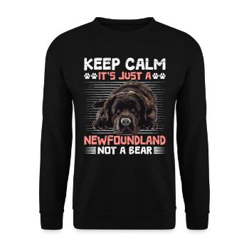 Neufundländer BLEIB COOL KEIN GRIZZLY BÄR NUR - Unisex Pullover - Schwarz - Vorne - Alina (178cm) & Michal (187cm)