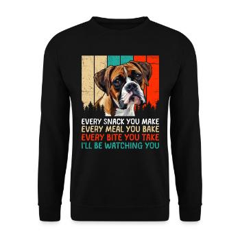 Boxer allemand drôle CHAQUE COLLATION QUE VOUS FAITES Boxer - Sweat-shirt Unisexe - noir - Devant - Alina (178cm) & Michal (187cm)