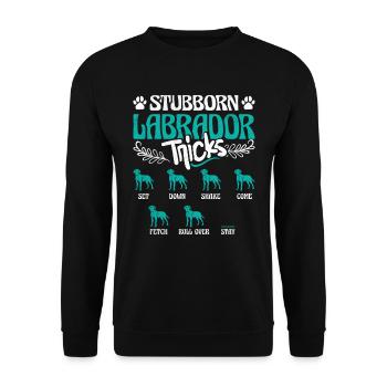 Propriétaire de Labrador ASTUCES DE LABRADOR TÊTU - Sweat-shirt Unisexe - noir - Devant - Alina (178cm) & Michal (187cm)