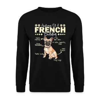 Frenchie ANATOMY OF A FRENCH BULLDOG Funny - Unisex Sweatshirt - black - Front - Alina (178cm) & Michal (187cm)