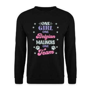 Malinois UNE FILLE UN BERGER BELGE - Sweat-shirt Unisexe - noir - Devant - Alina (178cm) & Michal (187cm)