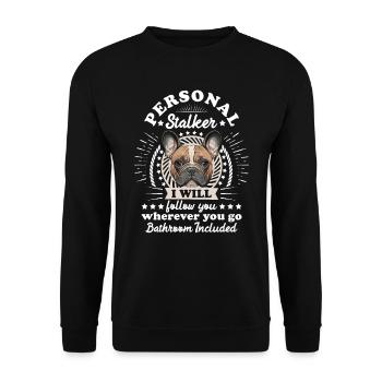 Frenchie Personal Stalker vous suivra drôle - Sweat-shirt Unisexe - noir - Devant - Alina (178cm) & Michal (187cm)