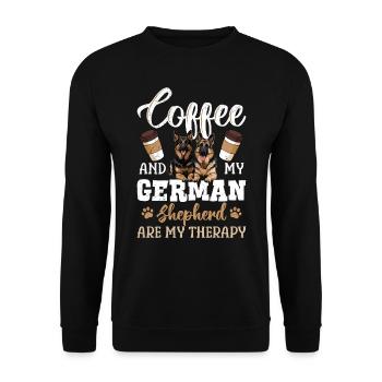 Kaffeetrinker Coffee and my German Shepherd my - Unisex Sweatshirt - black - Front - Alina (178cm) & Michal (187cm)