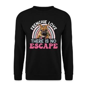 French Bulldog Frenchie LOVE NO ESCAPE - Unisex Sweatshirt - black - Front - Alina (178cm) & Michal (187cm)