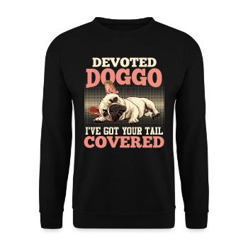 French Bulldog DEVOTED DOGGO Funny - Unisex Sweatshirt - black - Front - Alina (178cm) & Michal (187cm)
