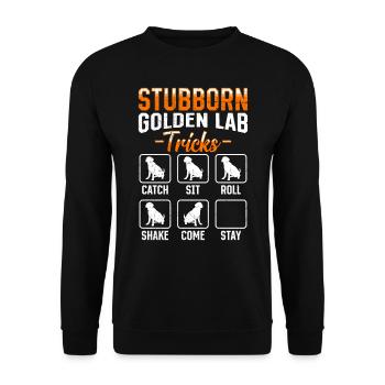 Labrador Stur STUBBORN GOLDEN LAB TRICKS Labrador - Unisex Sweatshirt - black - Front - Alina (178cm) & Michal (187cm)