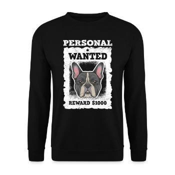 Frenchie Owner Personal Stalker WANTED Funny - Unisex Sweatshirt - black - Front - Alina (178cm) & Michal (187cm)