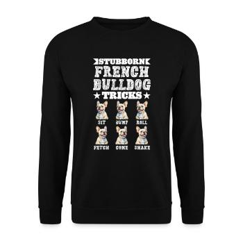 Trucs drôles de Frenchie têtu avec le bouledogue français - Sweat-shirt Unisexe - noir - Devant - Alina (178cm) & Michal (187cm)