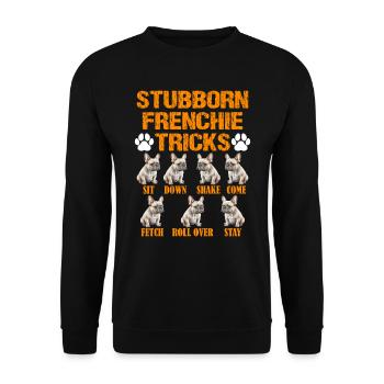 Französische Bulldogge Stubborn Frenchie Tricks - Unisex Pullover - Schwarz - Vorne - Alina (178cm) & Michal (187cm)