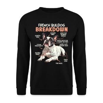 Frenchie FRENCH BULLDOG BREAKDOWN Drôle - Sweat-shirt Unisexe - noir - Devant - Alina (178cm) & Michal (187cm)