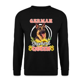 GERMAN SHEPHERD QUEEN Deutscher Schäferhund - Unisex Sweatshirt - black - Front - Alina (178cm) & Michal (187cm)